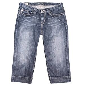 Big Star by Buckle Maddie Crop Mid Rise Faded Whiskered Blue Denim Jeans Size 27